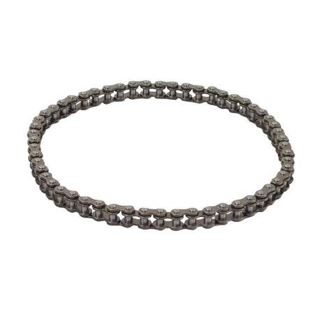 56 Link #25 Chain close-up, showcasing rugged metal links designed for MotoTec MT-MR Mini Racer V2, Razor Ground Force, and Ground Force Drifter, with 1/4 pitch for durability.