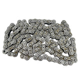 #35 Open Loop Chain - 4 Feet (128 Link) with Master Link for Go-Karts, Mini Bikes, & Scooters showing a group of interconnected chain links and a close-up of a bolt.