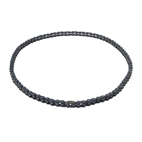 90 Link 420 Chain shown on a white background, highlighting its 45 outer and 45 inner links. Ideal for various vehicles like pit bikes, motorcycles, and ATVs.