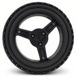 Rear wheel drive wheel for the Jazzy carbon travel power chair, size 215 x 50. All black and flat free.