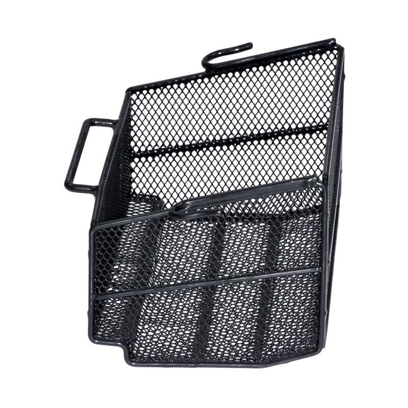 Wire Basket for the Merits Cruiser Q (S538/S548) Mobility Scooter: a close-up of a black mesh basket with handles, designed to fit the Pioneer 1 and Pioneer 2 models for convenient storage.