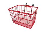 Lift-Off Wire Basket with Mesh Bottom for bikes or scooters, featuring a sturdy design and black handles, ideal for carrying items securely.