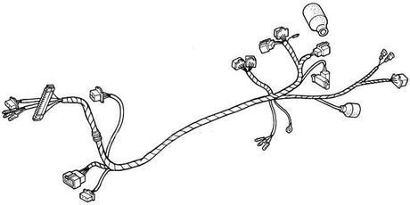 Wire Harness for Honda Helix CN250 (2004-2007 Models) (OEM) sketch, showing a detailed line drawing of wires connected to a cable, representing the original part's specifications.