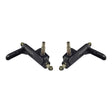 Spindle Steering Knuckle for the Coleman KT196 196cc 6.5 Hp Go-Kart; close-up view of black metal parts, possibly showing minor scuffs or scratches, essential for front suspension.