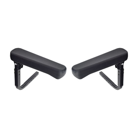 Armrest Assembly w/o Pads for the Golden Buzzaround EX (GB118/GB148) & Buzzaround XL (GB116/GB117) featuring black padded vinyl armrests, adjustable metal tubing, and replaceable 14 armpads.