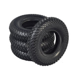 200x50 (8x2) Tires for the Razor Dune Buggy (Set of Four), featuring distinct treads for paved and dirt surfaces, shown in a neat stack highlighting tread patterns and durable construction.