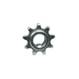 Close-up of a 9 Tooth Jackshaft Sprocket for #40/#41/420 Chain (5/8 Inside Diameter) showing its metal teeth and central bore, highlighting its precision engineering for mini bikes and go-karts.