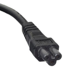 15 Foot Extra Long AC Power Cord Cable (NEMA 5-15P to IEC C5) for LG TV, showing a close-up of the connectors: the 3-prong male plug and the cloverleaf female connector.