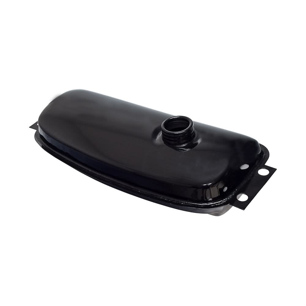 Fuel Gas Tank for 150cc - 250cc Hammerhead Go-Karts, black metal with a cap, featuring a hole for fuel intake, suitable for various go-karts and dune buggies in the same range.