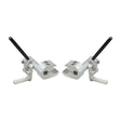 Gray Aluminum Wheel Lock with 1 Rear Clamp for 7/8 Tube Wheelchairs, featuring two metal clamps and black handles, designed for easy replacement on left or right side.