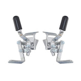 Invacare Style Wheel Lock for Wheelchairs with Detachable Armrests (Set of 2) featuring metal levers with black handles, designed to mount low on the wheelchair frame next to the wheels.