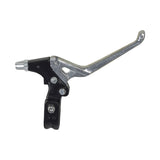 Clutch Lever for 48cc - 80cc 2-Stroke Bicycle Engine Kits shown as a close-up of the black and silver lever mounted on a handlebar.