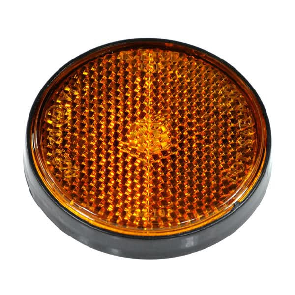 Close-up of a Dark Amber Front Side Reflector for the Massimo MM-MB100 Mini Bike, highlighting its textured surface and automotive lighting detail.