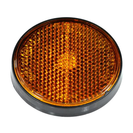 Close-up of a Dark Amber Front Side Reflector for the Massimo MM-MB100 Mini Bike, highlighting its textured surface and automotive lighting detail.