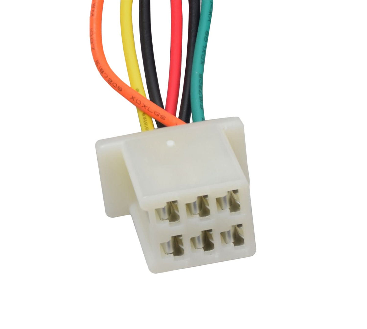 Close-up of the 201C6-3A / HB2430TYD-FS Razor 6-Wire Throttle & Controller Bundle, showcasing various connectors and wires, a replacement for CT-201C6.
