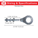 Chain Adjuster Tensioner for the Monster Moto / Mega Moto Classic 105cc, Classic 1000w, MM-B80 80cc, Motovox MBX10, & MBX11 Mini Bikes: A silver bolt and nut with a round ring.