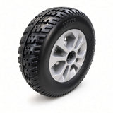 Golden LiteRider GL141 front wheel assembly MBW-LTRD-MAG-AL4 — 220x75 solid black knobby tire on a silver mag rim, angled view
